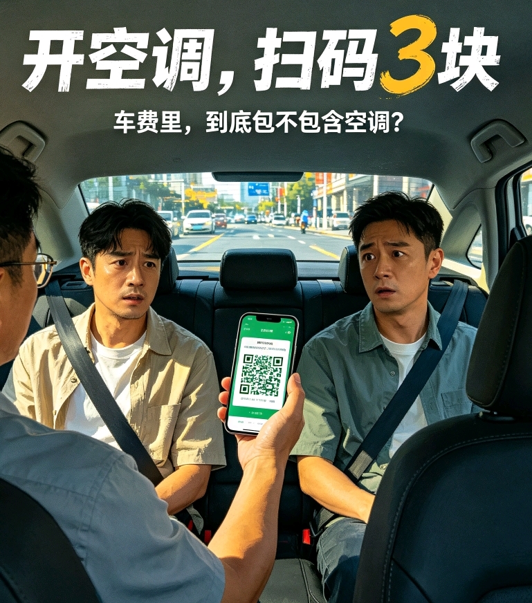 南昌打车还要“空调费”？
南昌有个乘客，打车打到一半，司机甩过来一个码：开空调，扫码 3 块。乘客懵了，车费里不包空调吗？这事吵上了热搜。

记者去南昌跑了跑，发现收空调费不是普遍现象，可司机们的委屈是真实的。一个熊师傅给算了笔账，新能源车满电跑 500 公里，开了空调只能跑 400 公里，夏天续航