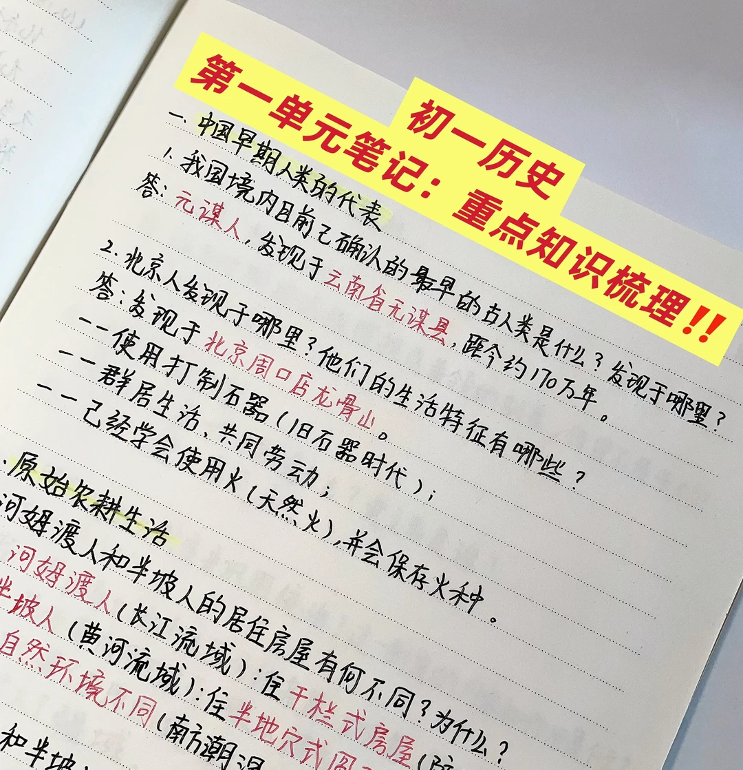 初一历史第一单元笔记：重点知识梳理‼️