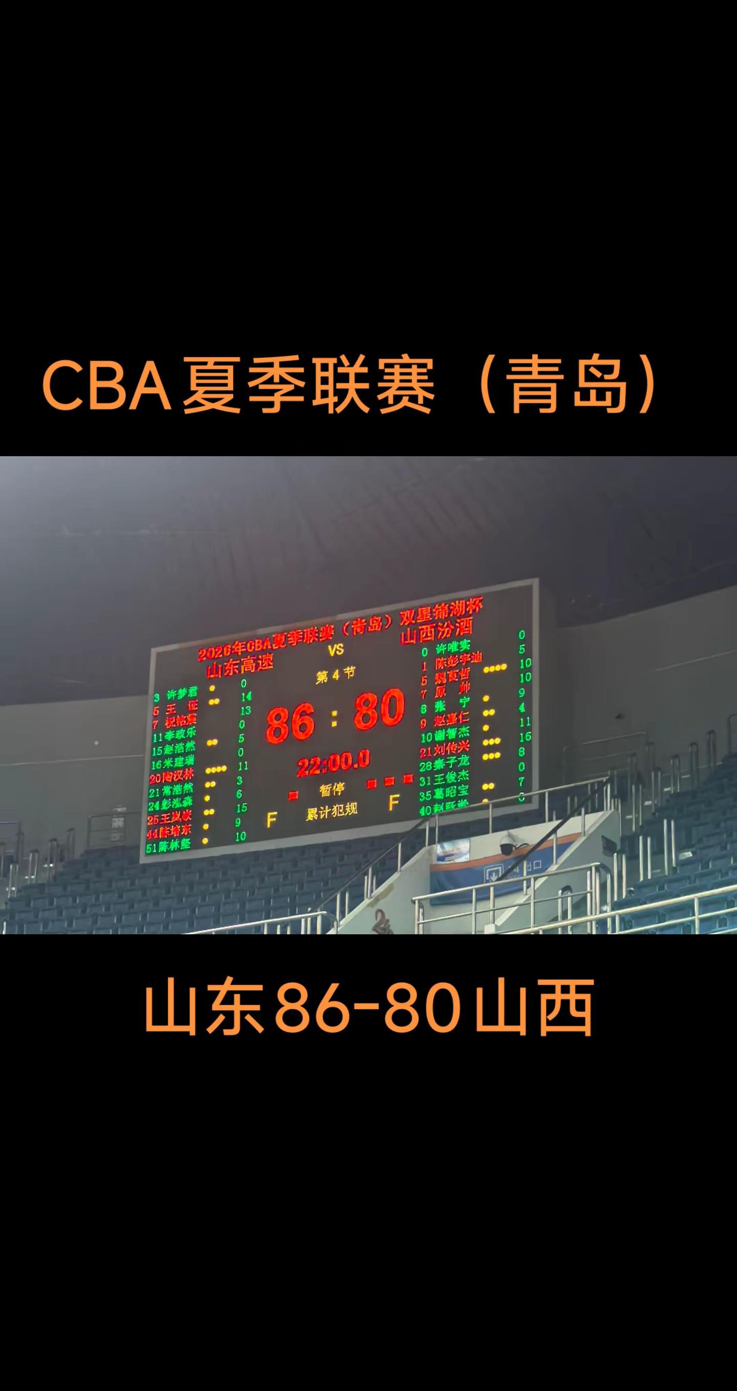 山西男篮结束CBA夏季联赛（青岛）站。CBA cba夏季联赛  山西男篮1胜4负结束