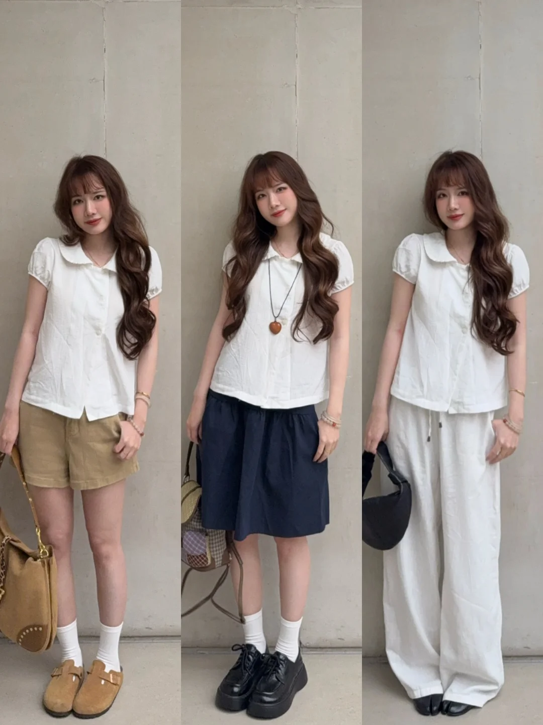 分享3️⃣套宅女同款娃娃领衬衫穿搭🧸˚⁎⁺˳