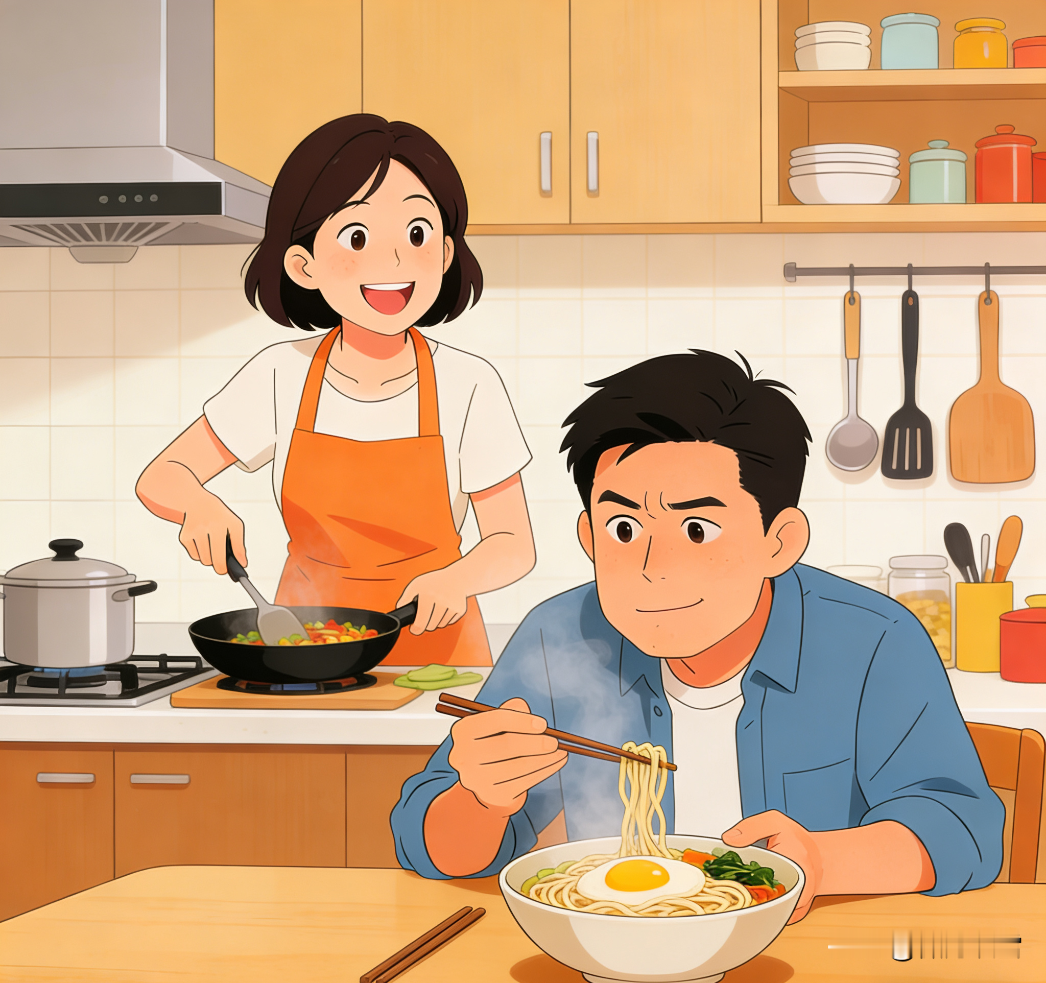 婚后夫妻互怼   老婆做饭，咸得能腌咸菜。 老公吐槽：“这菜配饭，能多...