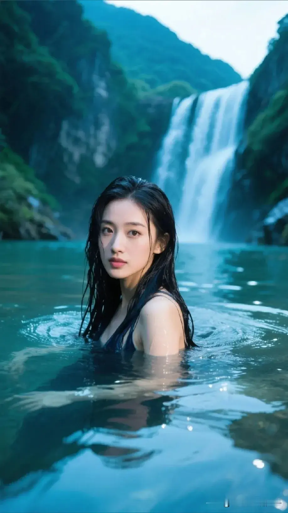 美女高清壁纸（20）  幽谷深潭  美女出浴