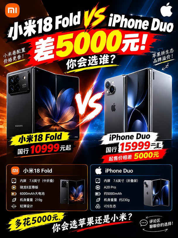小米18 Fold对决苹果 Duo！🔥