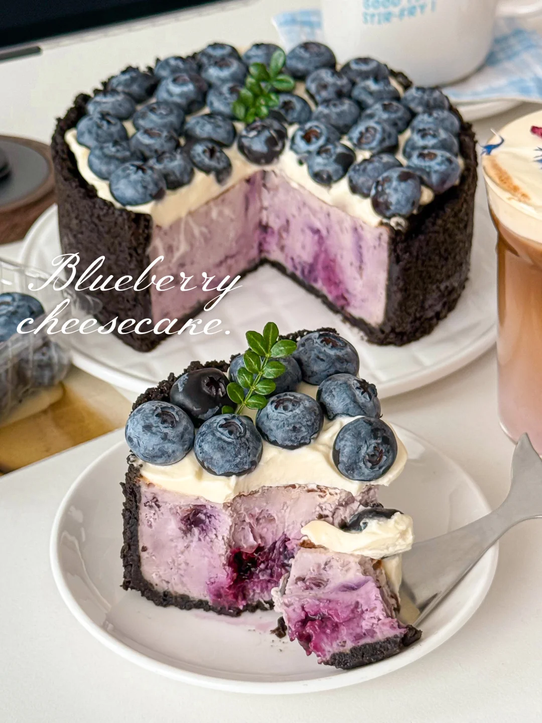 🫐鲜蓝莓芝士蛋糕🦋冰淇淋口感丝滑浓郁😍🥄