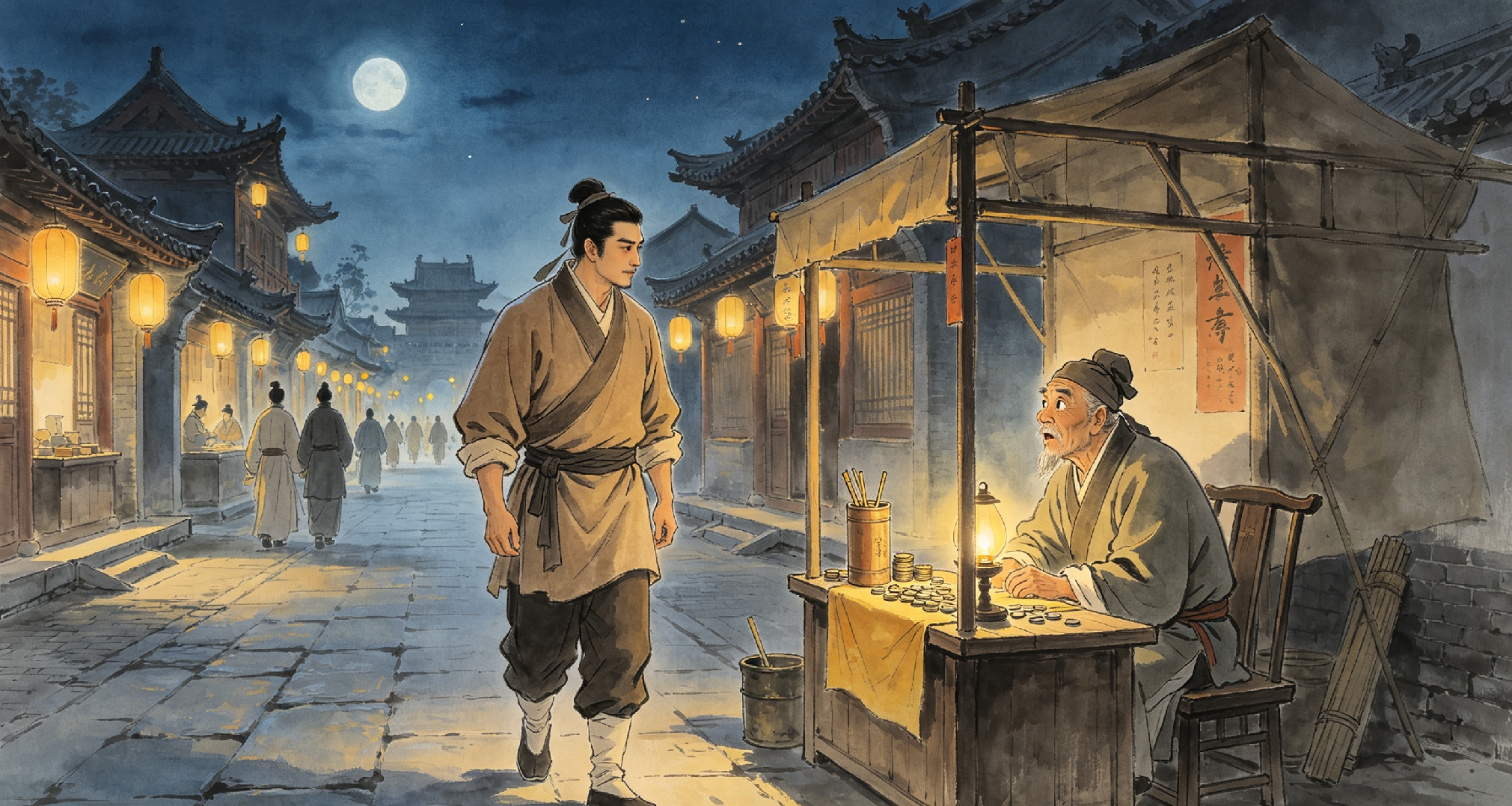 野史：赵匡胤深夜微服逛街，算命老汉一眼看出他是天子
宋太祖赵匡胤，开国之后常微服出宫。大臣屡屡劝谏，说市井凶险，恐有刺客。
 
赵匡胤大笑：“帝王之命，自有天命。若真要杀我，躲在深宫又有何用？”
 
一日夜里，他换上粗布短衫，独自走在开封御街上。街边一个算命老汉摆摊，见他路过，抬眼惊道：“贵人，你是
