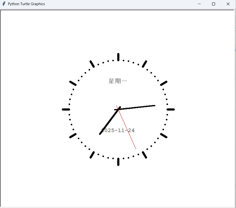 用Python-海龟绘图-实现动态实时时钟❗️❗