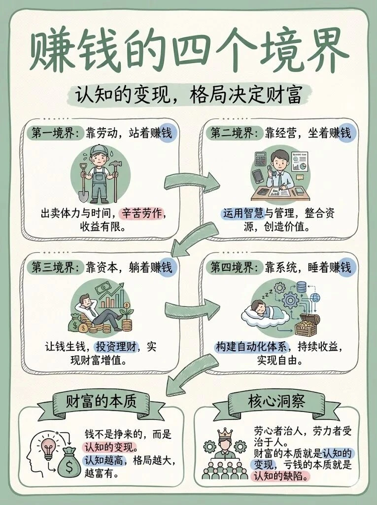 赚钱的四个境界：钱不是挣来的，而是认知