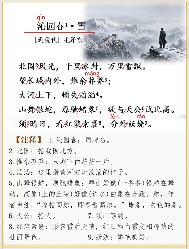 诗词解析 | 《沁园春·雪》