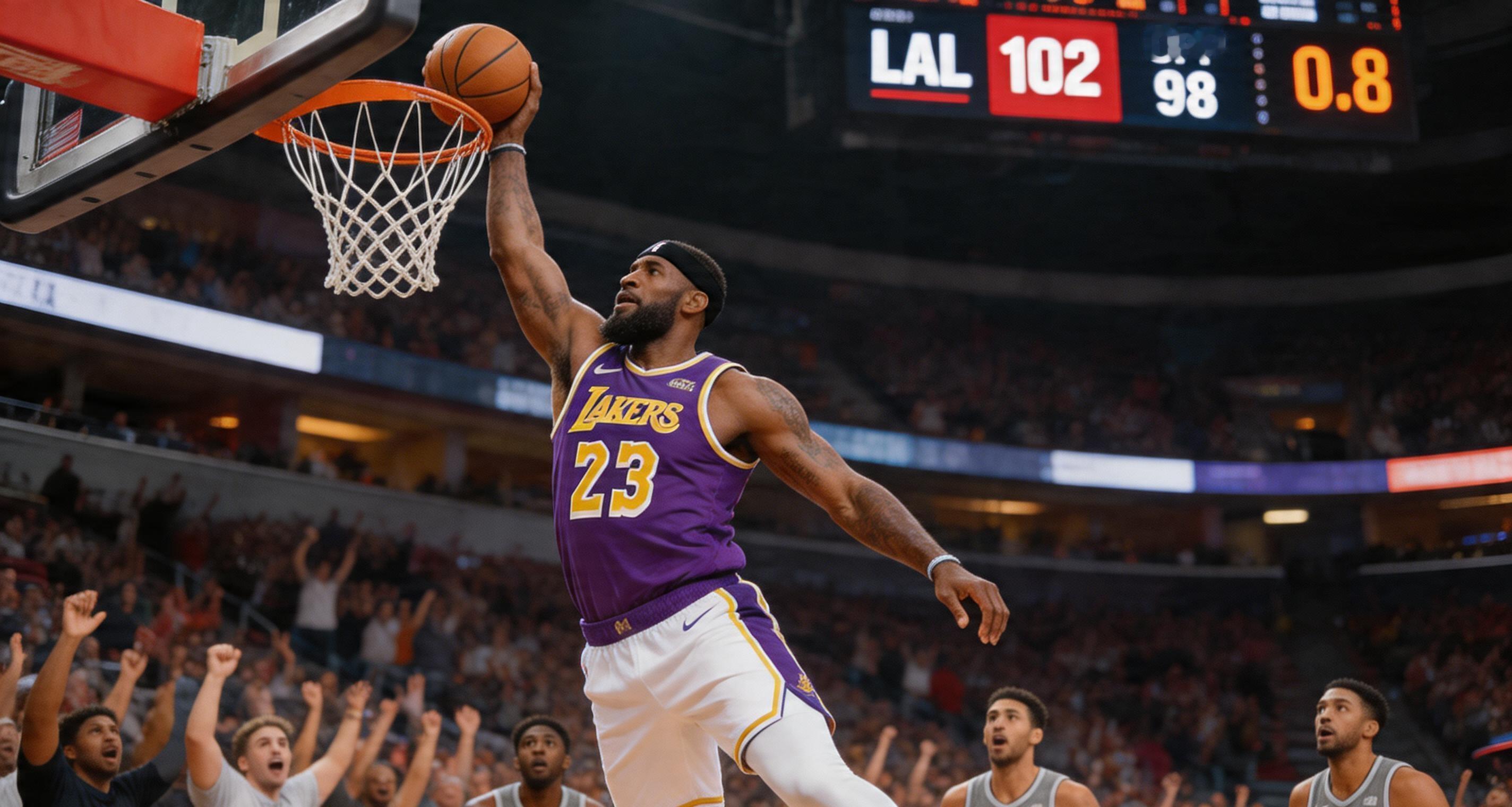 勒布朗·詹姆斯一记石破天惊的暴扣，彻底终结了比赛的悬念。这个画面在网络...