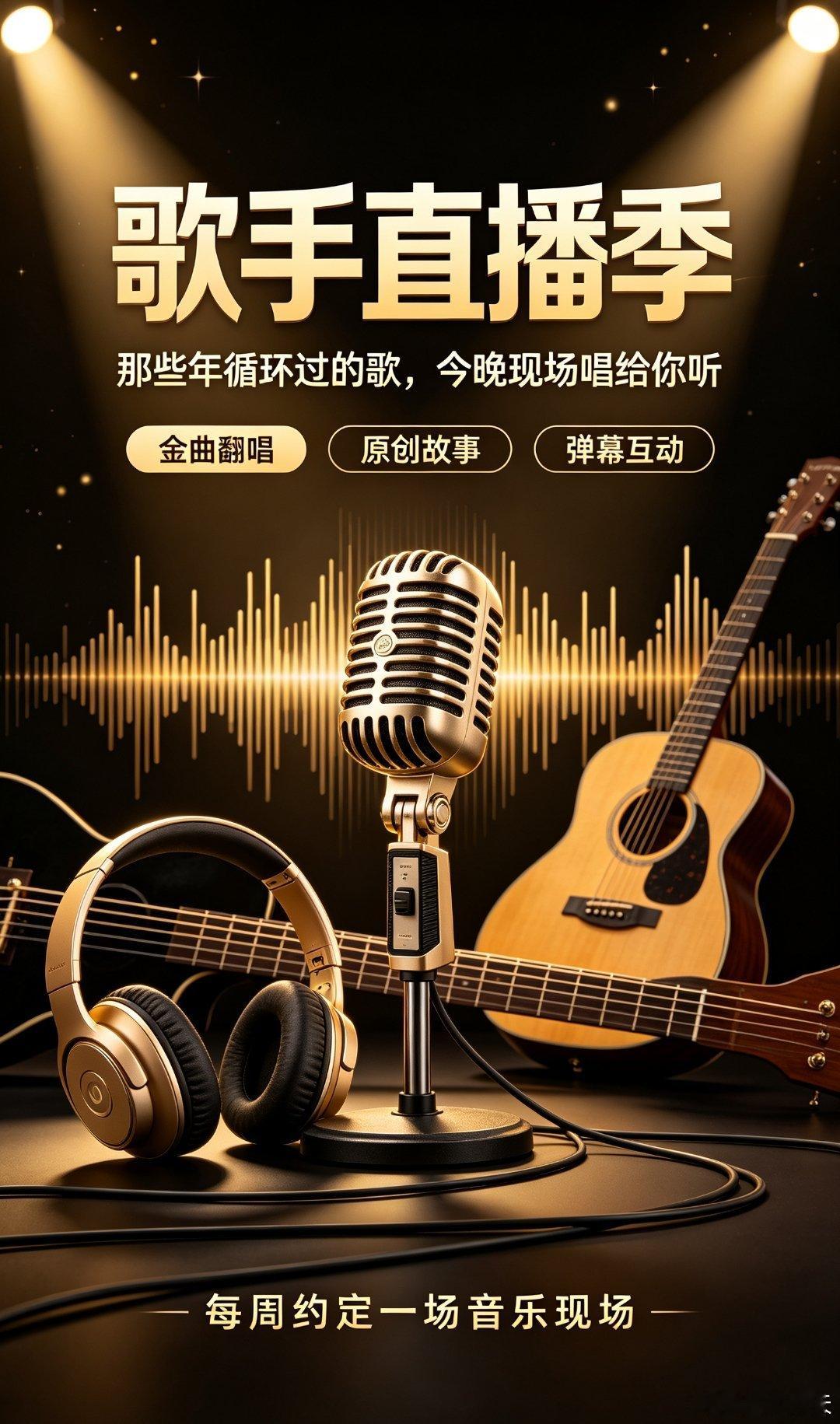 把耳机里的歌唱给你听。   歌手直播即将开始，准备了那些年循环过的金...