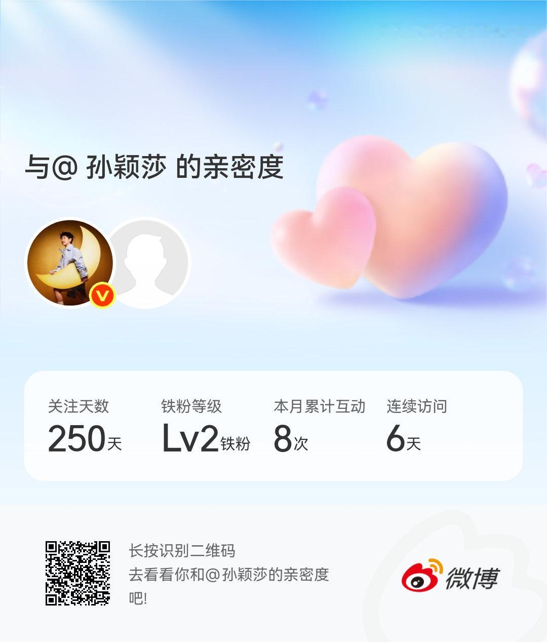 快来看看我与的亲密度！
 #微博亲密度##与孙颖莎的亲密度#唯爱孙颖莎！ ​