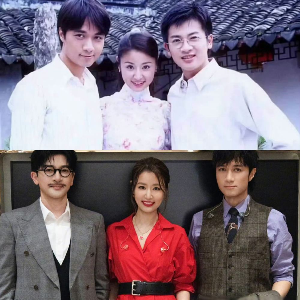 26年前穿红裙子的如萍，26年后林心如又穿上了。
林心如晒出和苏有朋、古巨基的合照，配文2000—2026，每一次相聚都值得珍惜。古巨基西装拎外套，复刻何书桓的报社造型。苏有朋贴上小胡子，圆框眼镜一戴，杜飞回来了。林心如还特意翻出2000年的旧剧照摆在一起。
三个人在澳门湾区升明月晚会上同台，唱