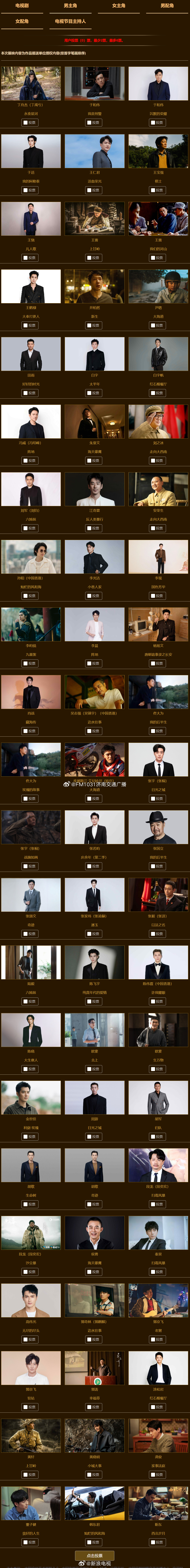 金鹰奖今日开启第二阶段投票，最佳男主角入围名单公布~你支持哪位？ 《永...