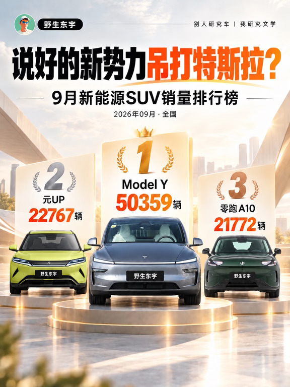 结果9月销量出来，新势力反被Model Y毒打！