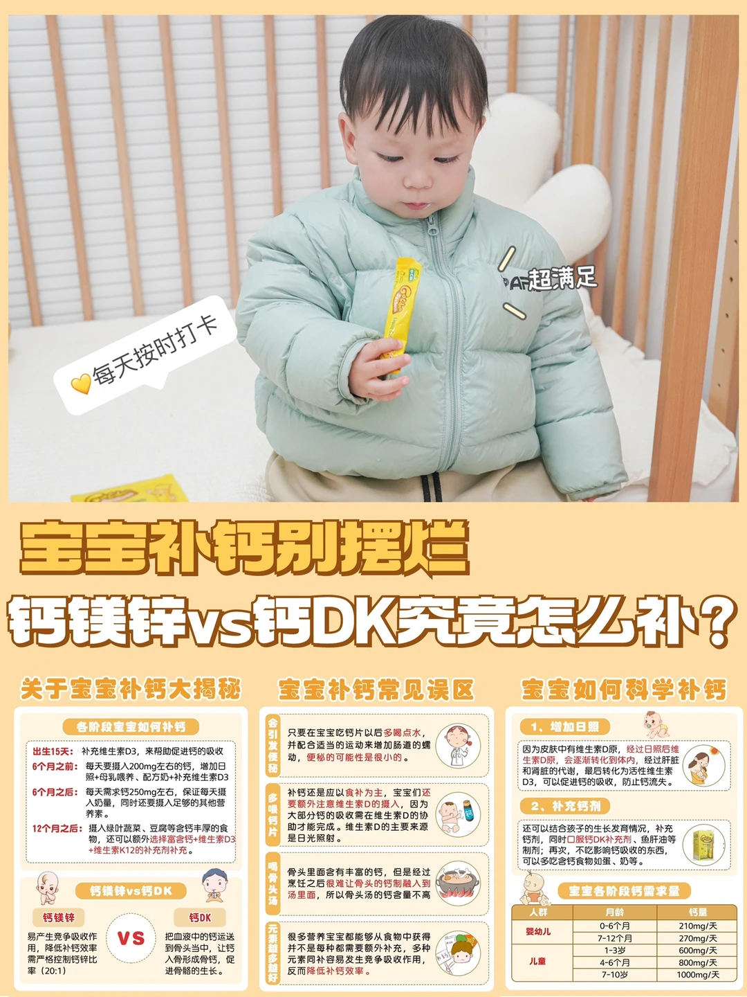 宝宝补钙大揭秘！钙镁锌VS钙DK到底怎么补❓