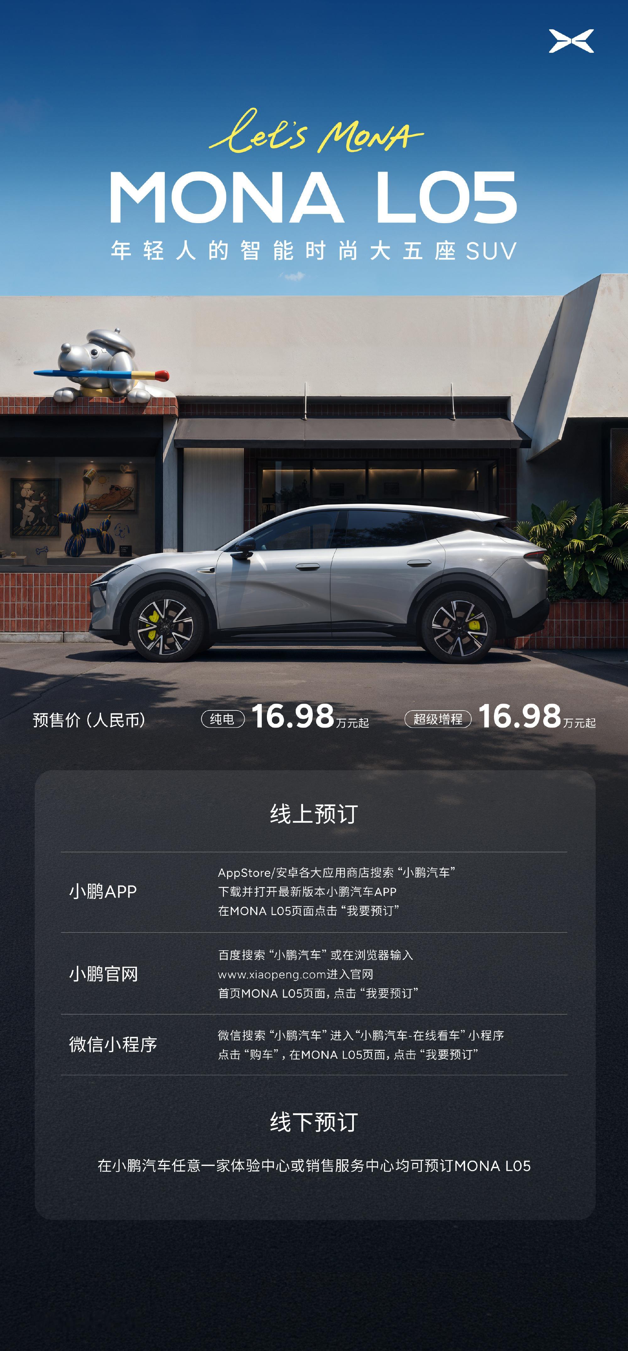 今天小鹏汽车在MONA L05发布会现场，公布了MONA系列上市两年交付超35万台，M03连续24个月蝉联10万-20万纯电轿车销量冠军。

我自己开的小鹏感觉体验还是很不错的，这次发布的MONA L05定位年轻人的智能时尚大五座SUV，作为MONA系列第三款车型，MONA L05 延续家族为年轻人造车的愿景，而且产品经理团队有 ​
