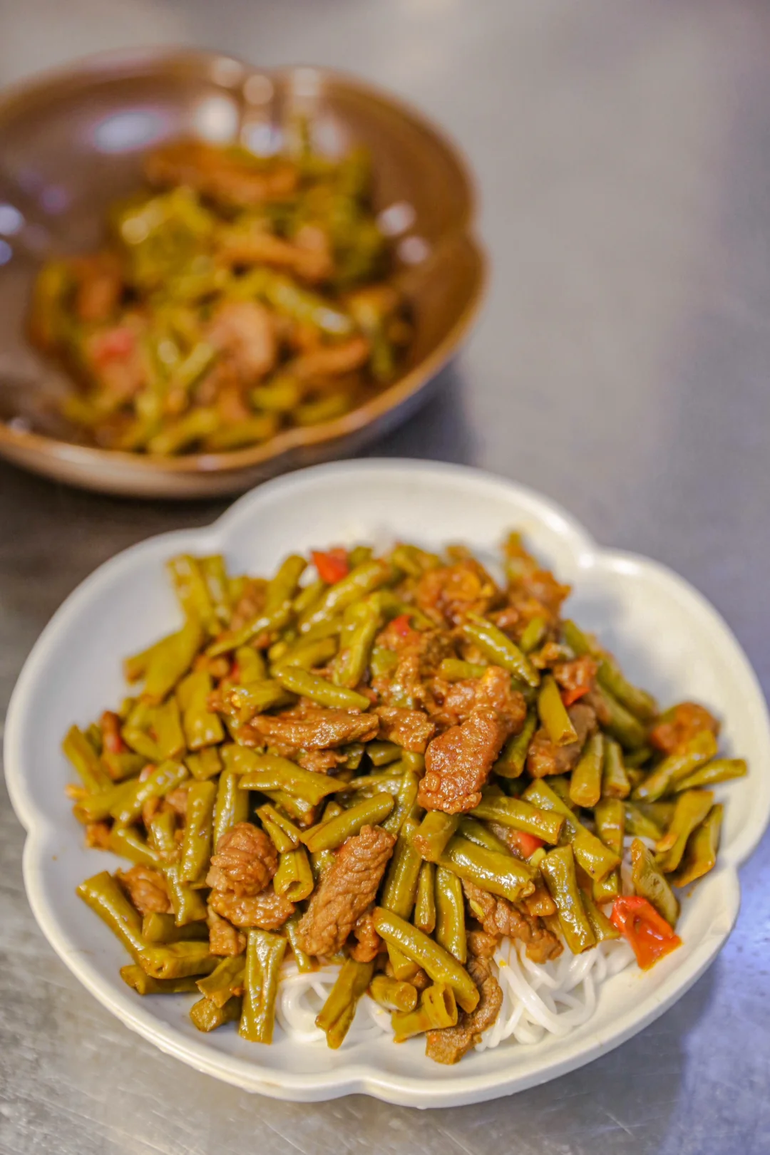 做1000种面不重样（304）豇豆角小炒肉拌米粉