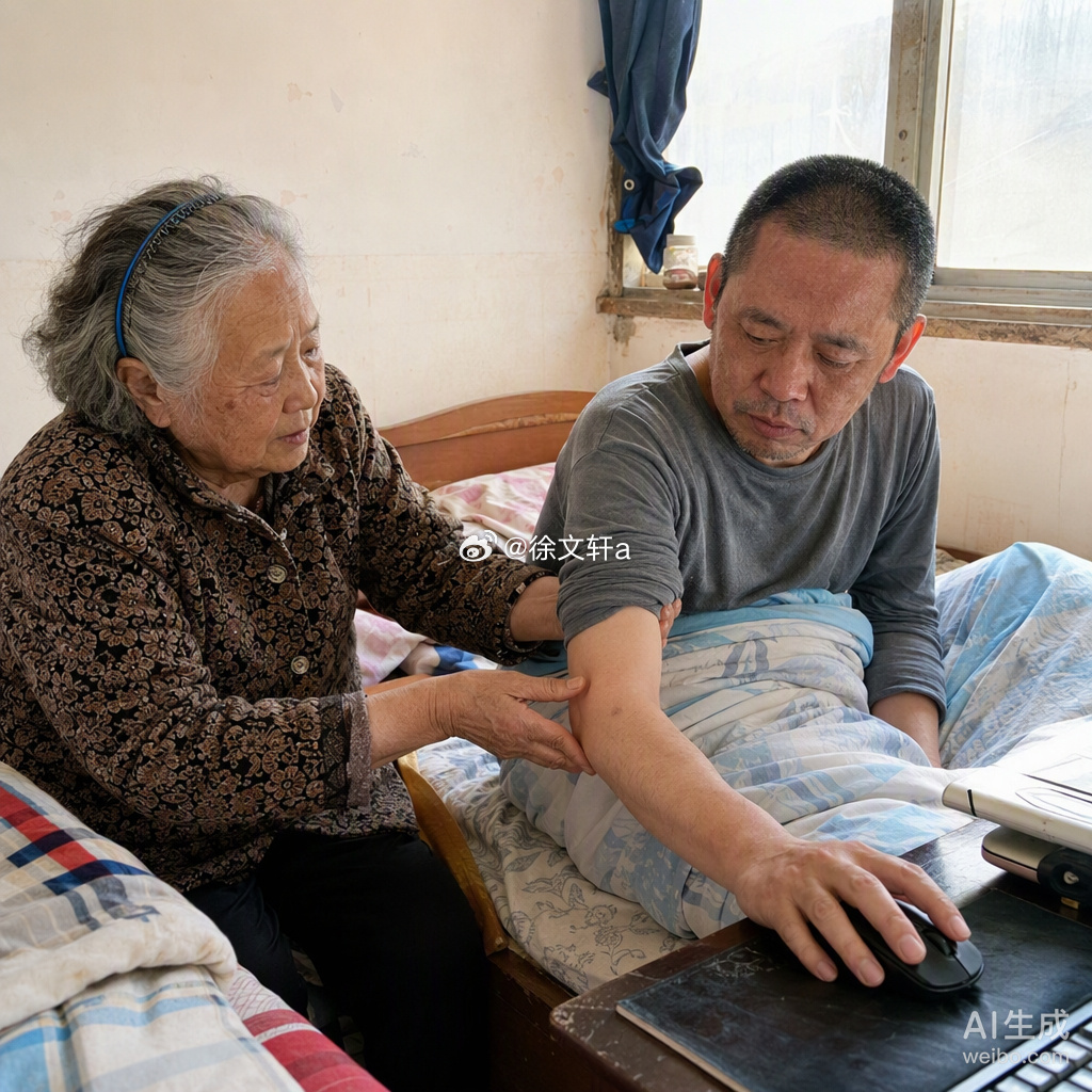 河南郑州的毛奶奶用35年的日夜坚守，完成了一次生命维度的超长曝光。

1991年车祸后，医生判定儿子王红宾终身卧床，肩部以下失去知觉。在医学的取景框里，这原本是一张注定失焦的底片。但毛奶奶辞掉工作，把两张床紧紧挨在一起，每两小时翻身、按摩，像校准镜头参数一样精准地守护着儿子的皮肤与肌肉。 ​