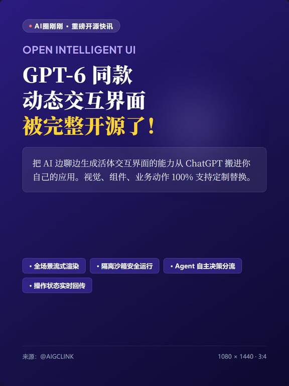 刚刚！GPT-6 级“动态生成UI”开源平替来了