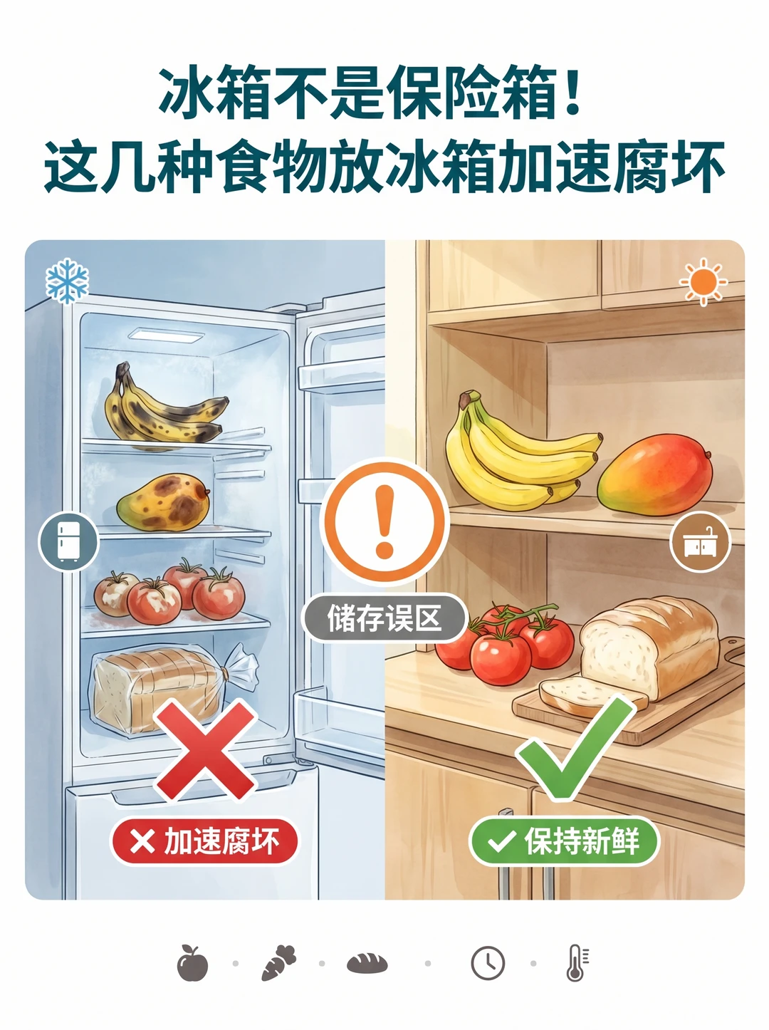 ⚠️听劝！这5类食物放冰箱坏得更快