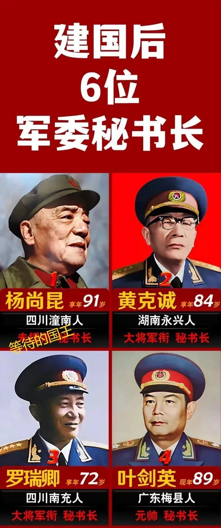 建国后的军委秘书长简介