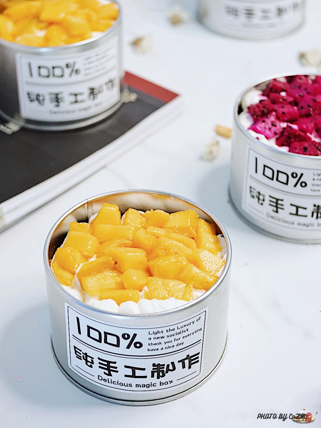 自制甜品🥇一盒两种口味の水果罐子蛋糕🌸