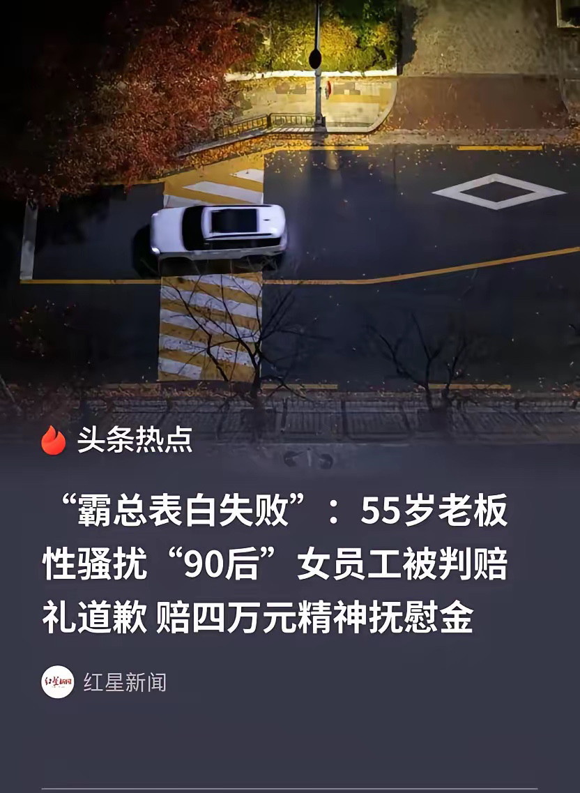 “你必须是我的女人！” 河南许昌，54岁老板喜欢上32岁女员工，哪曾想，醉酒、霸道表白女员工后，没有获得女员工的芳心，反而被女员工以性骚扰为由，告上法庭，索要20万元损失。

这老板的脑回路，活脱脱是把短视频里的“霸总”剧情搬进了现实。什么“产业做大了你必须是我的女人”“让我抱抱你”“让我看一下”，