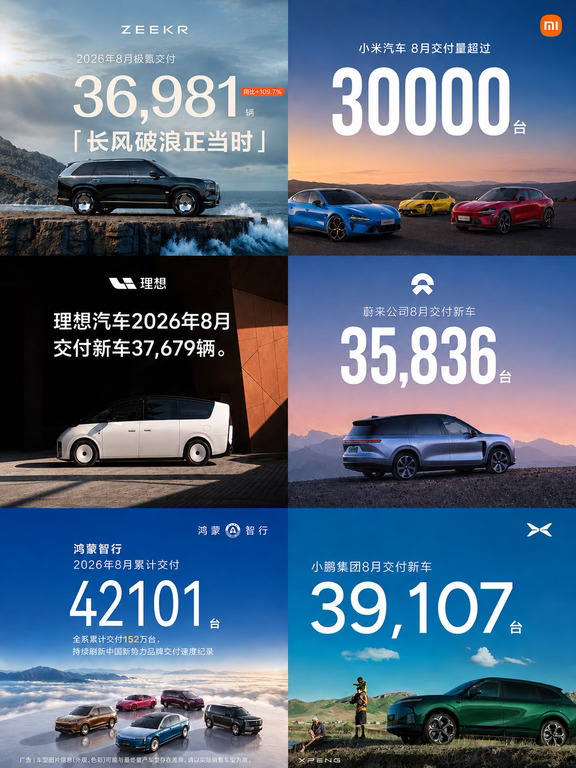 8月新能源车企集体交卷！
