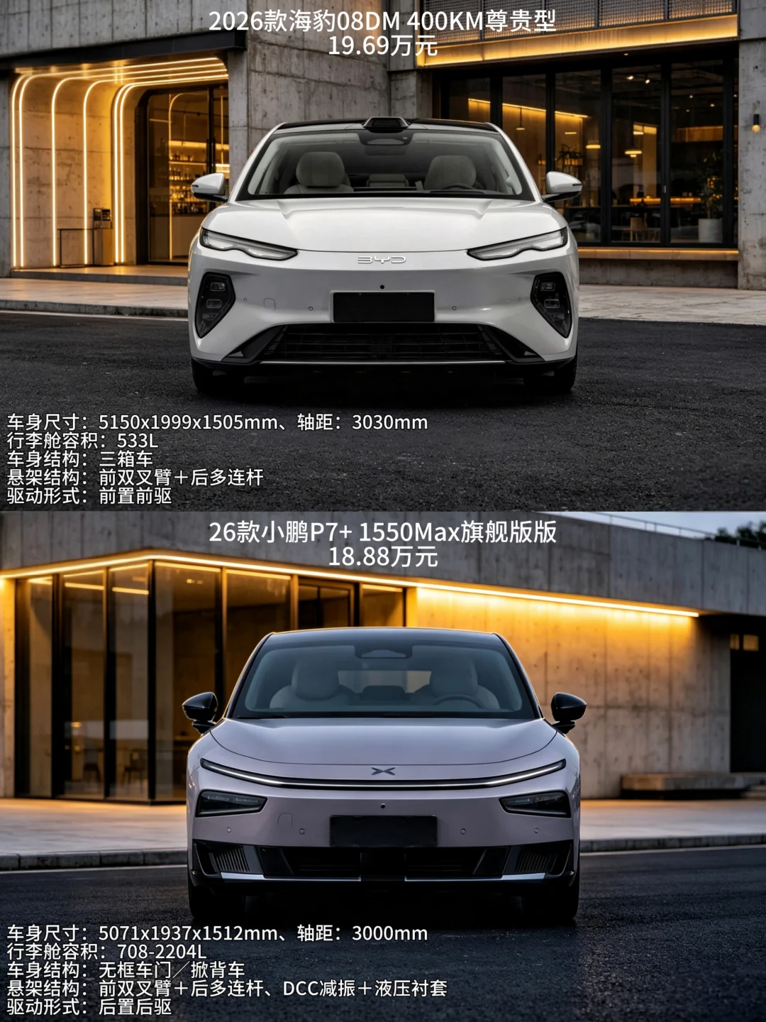 20万预算，小鹏P7+和海豹08二选一你选谁？