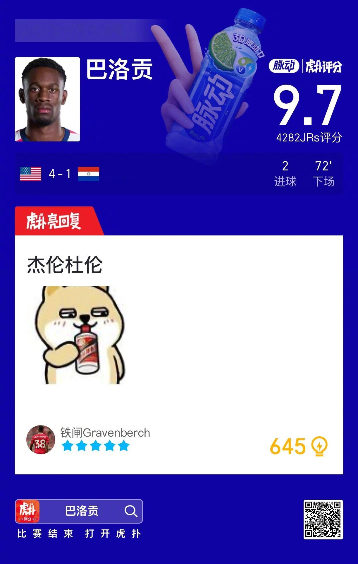赛后收获9.7的虎扑评分！ ​​​