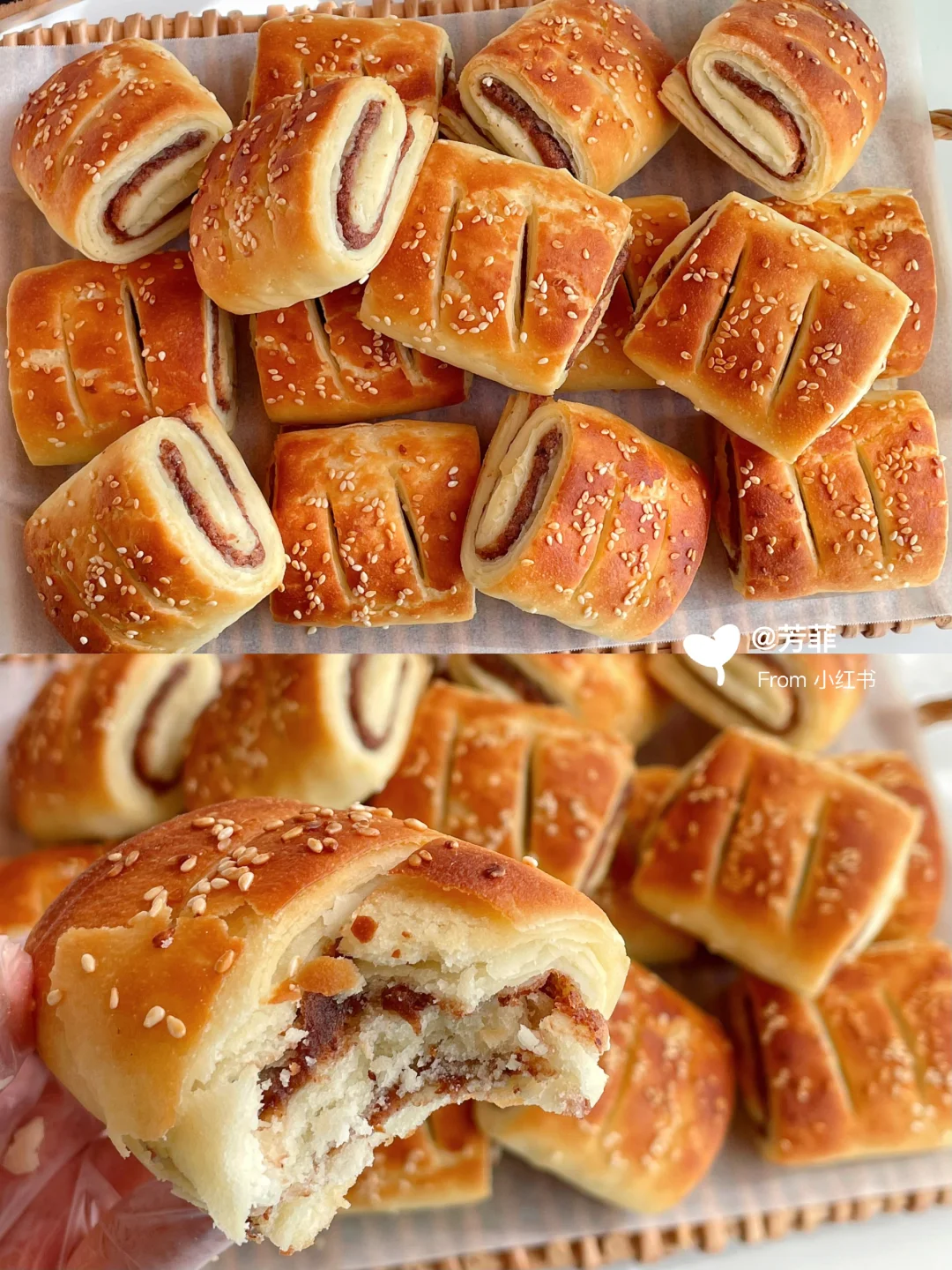 又被夸了❗️豆沙千层香酥卷，外酥里软巨好吃