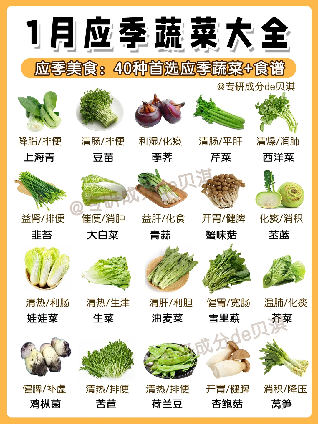 1月应季蔬菜大全‼️40种应季蔬菜+做法