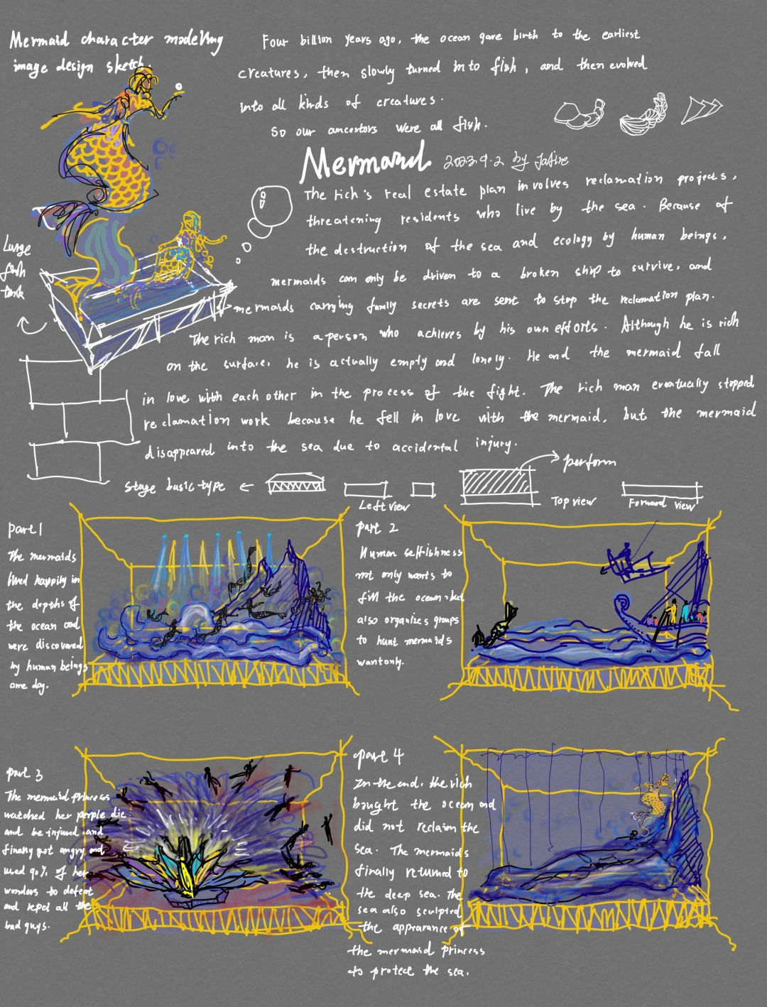 《美人鱼》——舞美设计——手绘方案