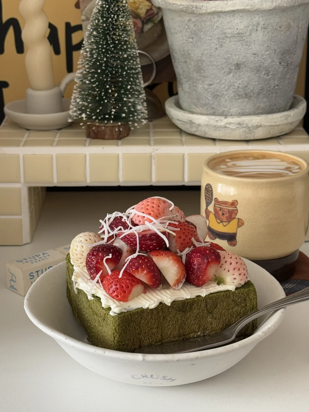 草莓季来了🍓抹茶奶酪草莓厚吐司🍞