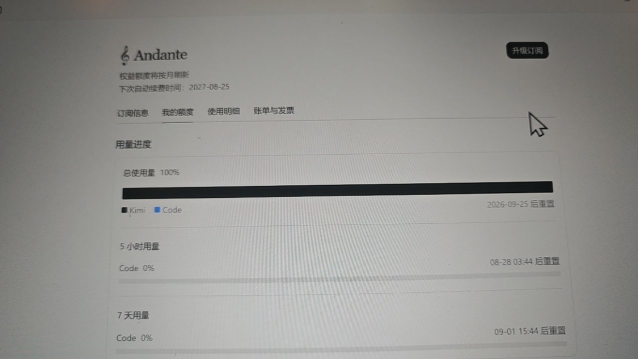 付费上班记
因为工作，付费买了kimi的会员，而且他的会员还不是那么好买的，还要排队，争着给他送钱都要排队！！！我等不及还是上闲鱼花了12块让我插队买会员，看到那些订阅套餐，我想着以后还要用，于是直接买了年费会员，花了我四百多，想着这下应该不怕额度不够了。
没想到！做了一个网站，稍微调试 ​