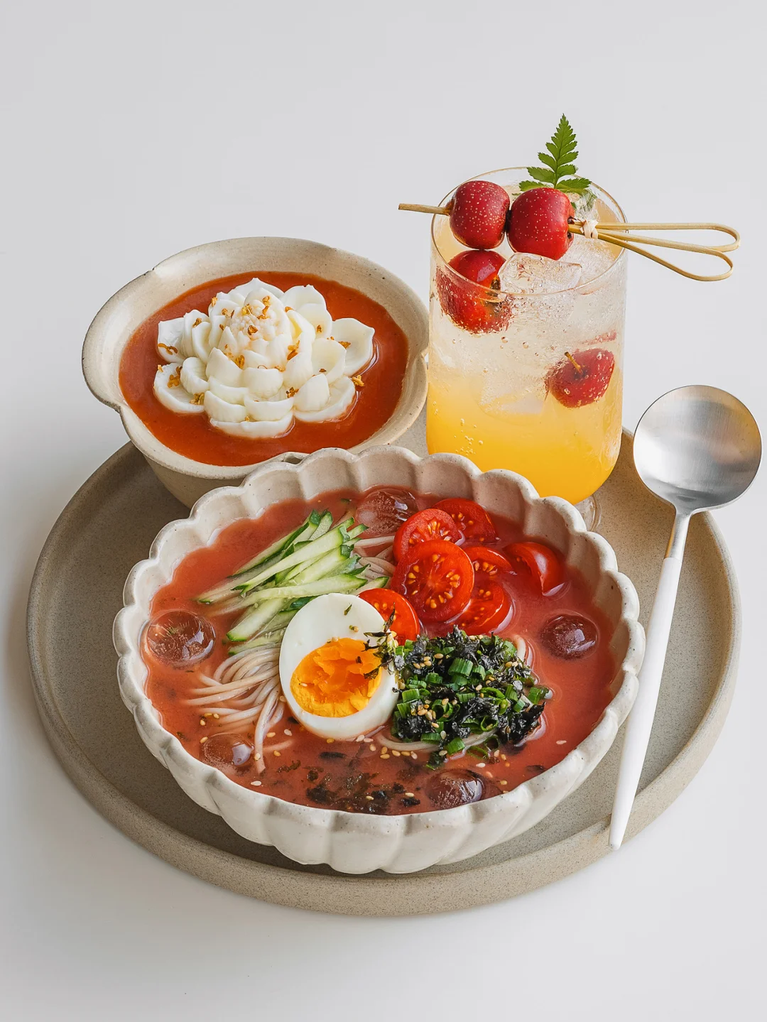 一人食🥢夏日番茄冷汤荞麦面🍜先把胃哄开心