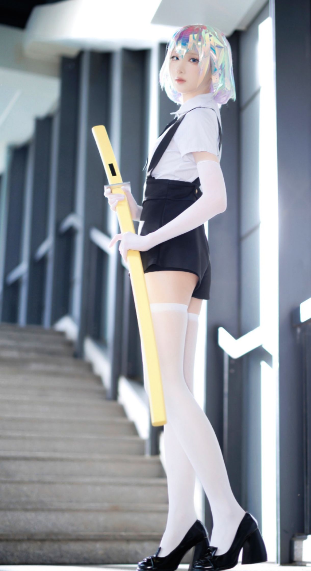 这腿又长又白又细 性感美女 cosplay 白丝yyds 宝石之国cos