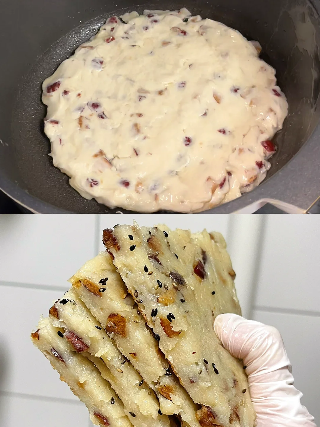 墙裂推！真的一口惊艳的红枣山药煎饼