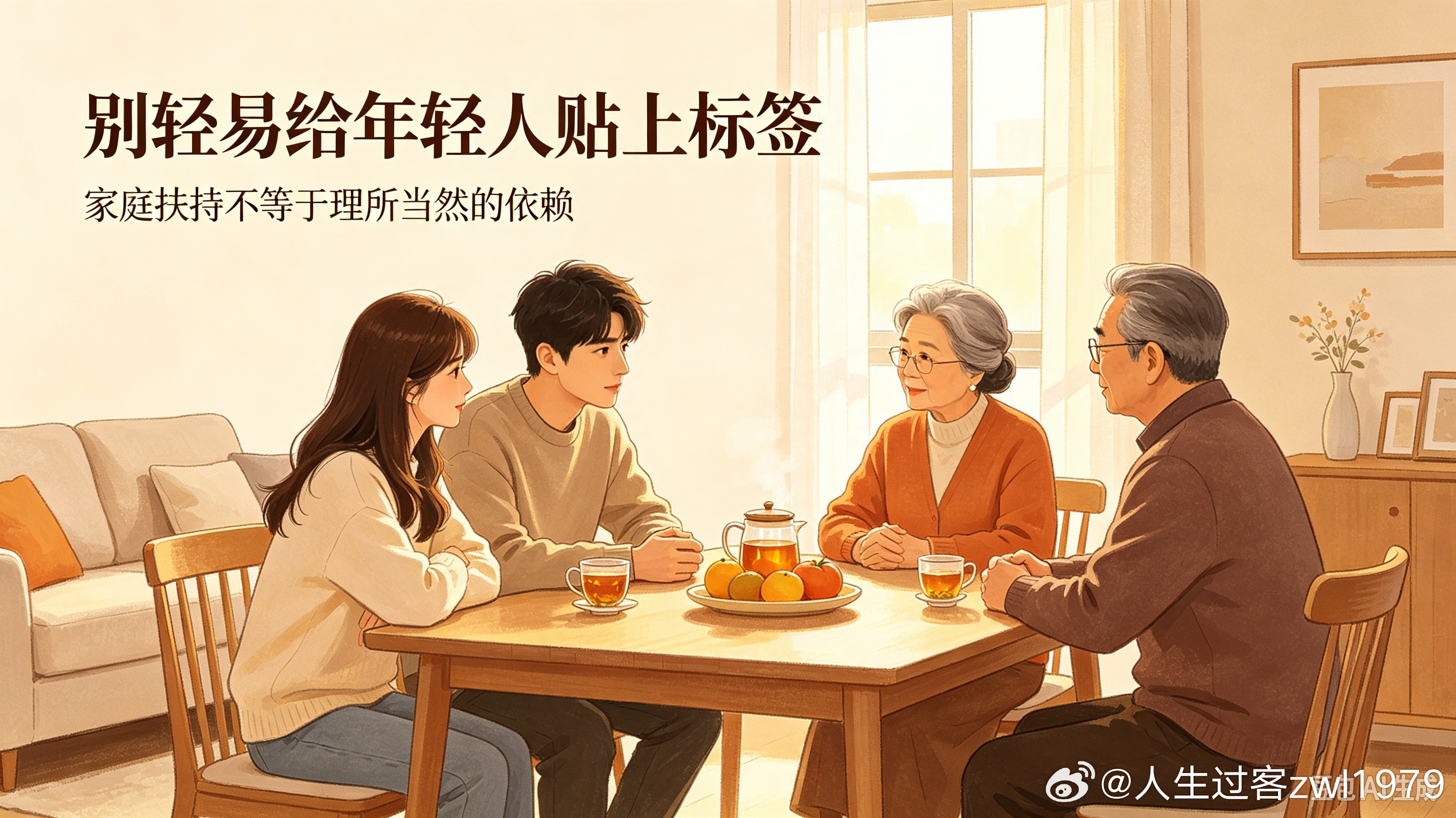 #年轻人啃老是无能还是无奈##情感热点创作激励计划# 别轻易给年轻人贴“啃老”标签，温暖扶持终抵岁月成长
   当下，“年轻人啃老”是热议不断的社会话题，不少人将其简单归因为年轻人懒惰躺平、不愿奋斗。但抛开片面的道德评判，客观审视当下的生活环境，便能发现，当代年轻人的家庭帮扶，大多不是惰 ​