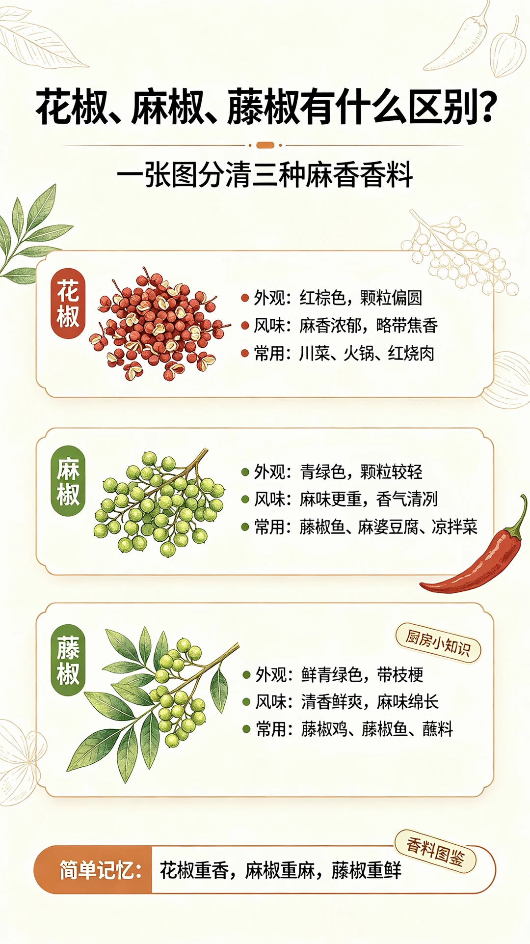 看懂花椒、麻椒、藤椒的区别和用法