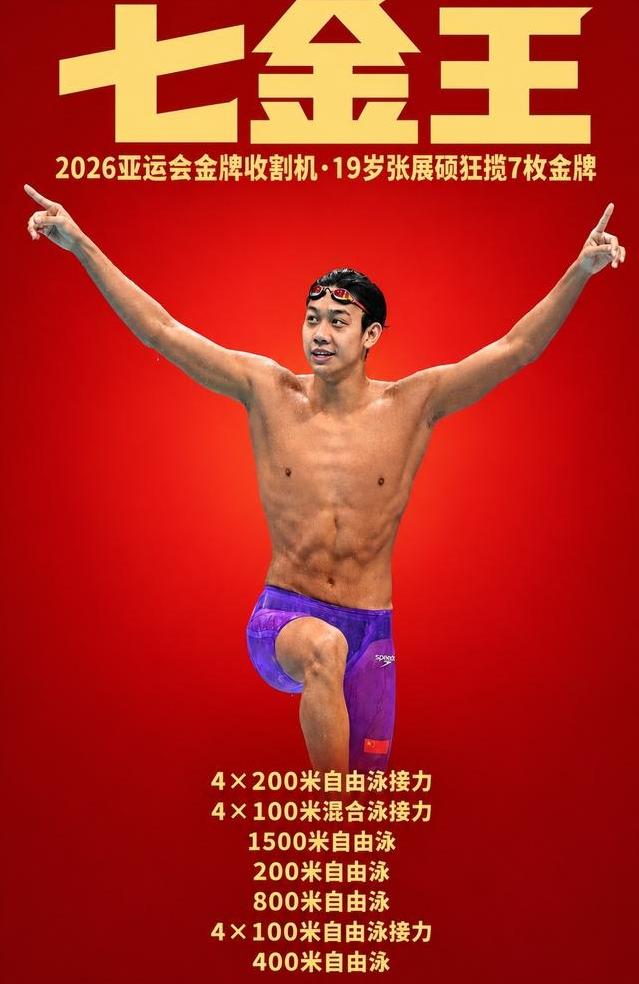 亚奥理事会宣布，泰国田径短跑选手汶颂当选26年名古屋亚运男子MVP。

很多人第一反应是不服：张展硕一个人拿了7枚金牌，汶颂手里只有2金1银。但把两人的成绩单拆开看，这个结果没那么离谱。

张展硕的7金里，4枚是200米、400米、800米、1500米自由泳个人金牌，另外3枚来自接力。200米自由泳
