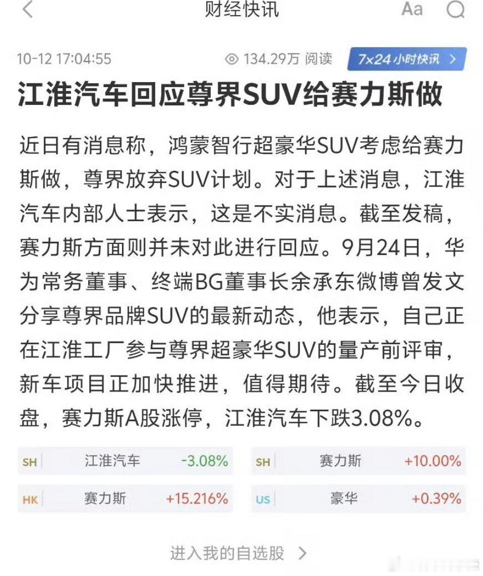 #赛力斯涨停#
啥情况？赛力斯突然涨停了？！
涨幅简直旱地拔葱📈
利好消息：问界汽车计划明年进军欧洲市场 ​
