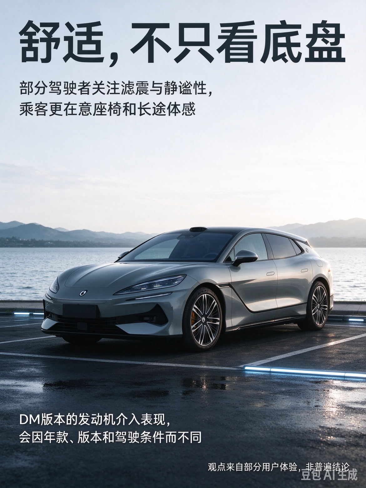 聊聊腾势Z9GT DM的舒适感受，不少车友反馈，纯电低速行驶时车内静谧性很不错，底盘滤震柔和，乘客坐起来很舒服。一旦发动机介入切换混动模式，车厢内能感知到发动机传来的噪音，前排驾驶员会比后排乘客感受更明显。作为一台中大型插混轿车，舒适体验会随动力模式变化，试驾时建议多切换模式亲身感受。【来自懂车帝车