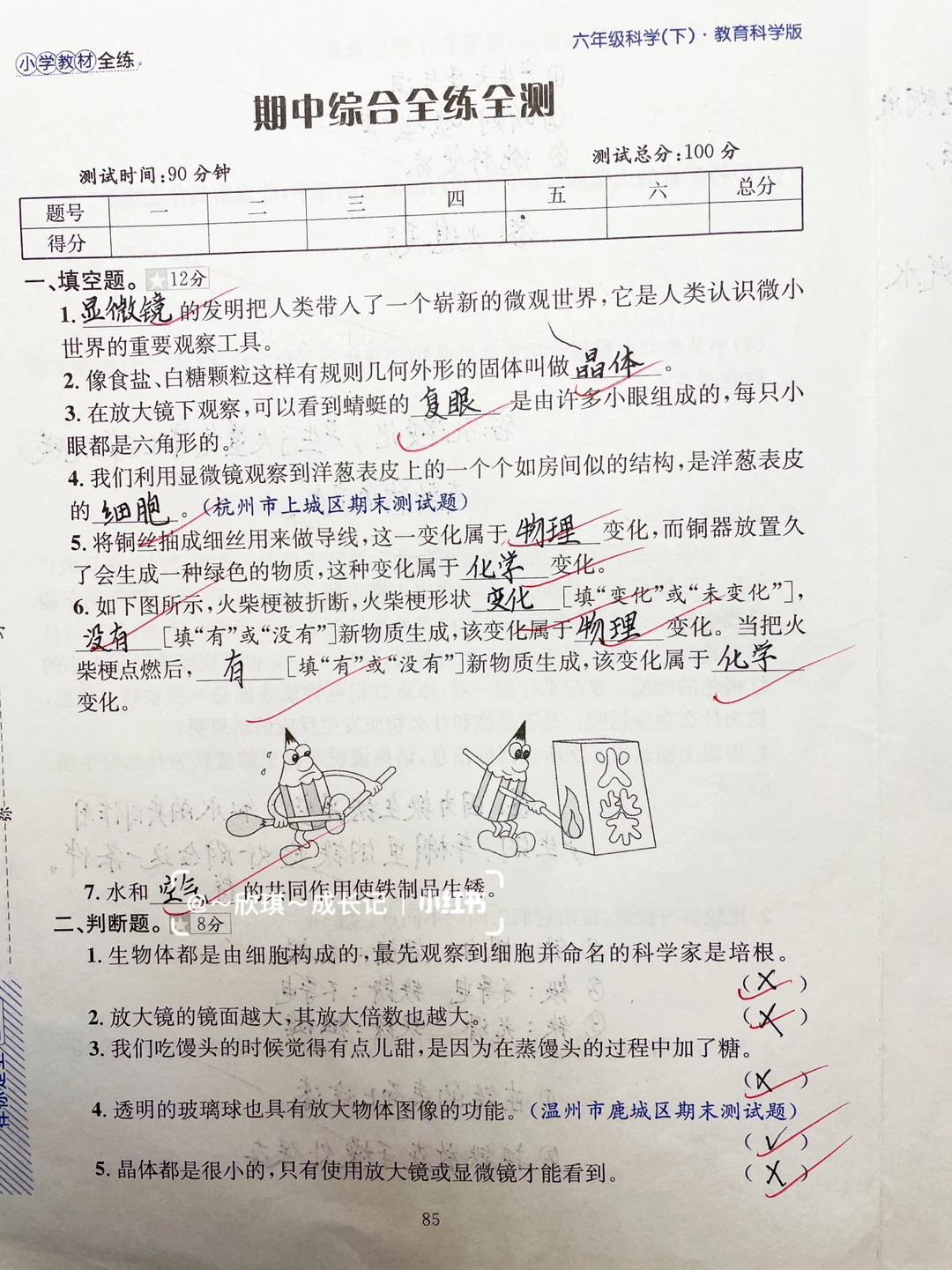 六下科学，综合全练全测卷