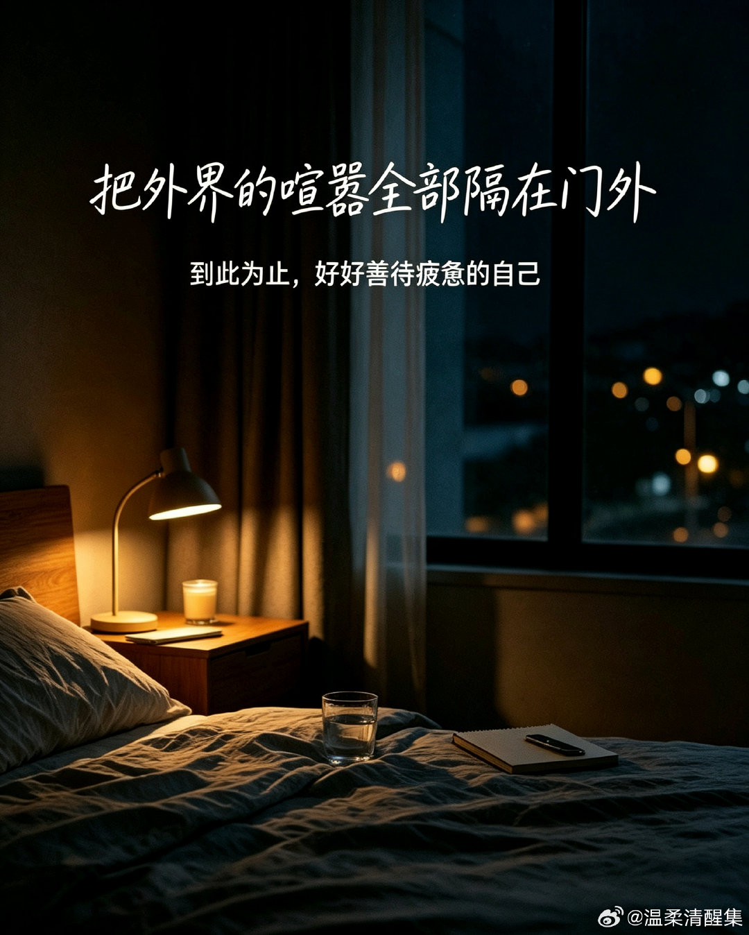 把外界的喧嚣全部隔在门外
不必纠结那些没做完的期待
到此为止，好好善待疲惫的自己
深夜你一般几点放下手机入睡？
图片AI生成
#晚安治愈 #深夜碎碎念 #独处 ​