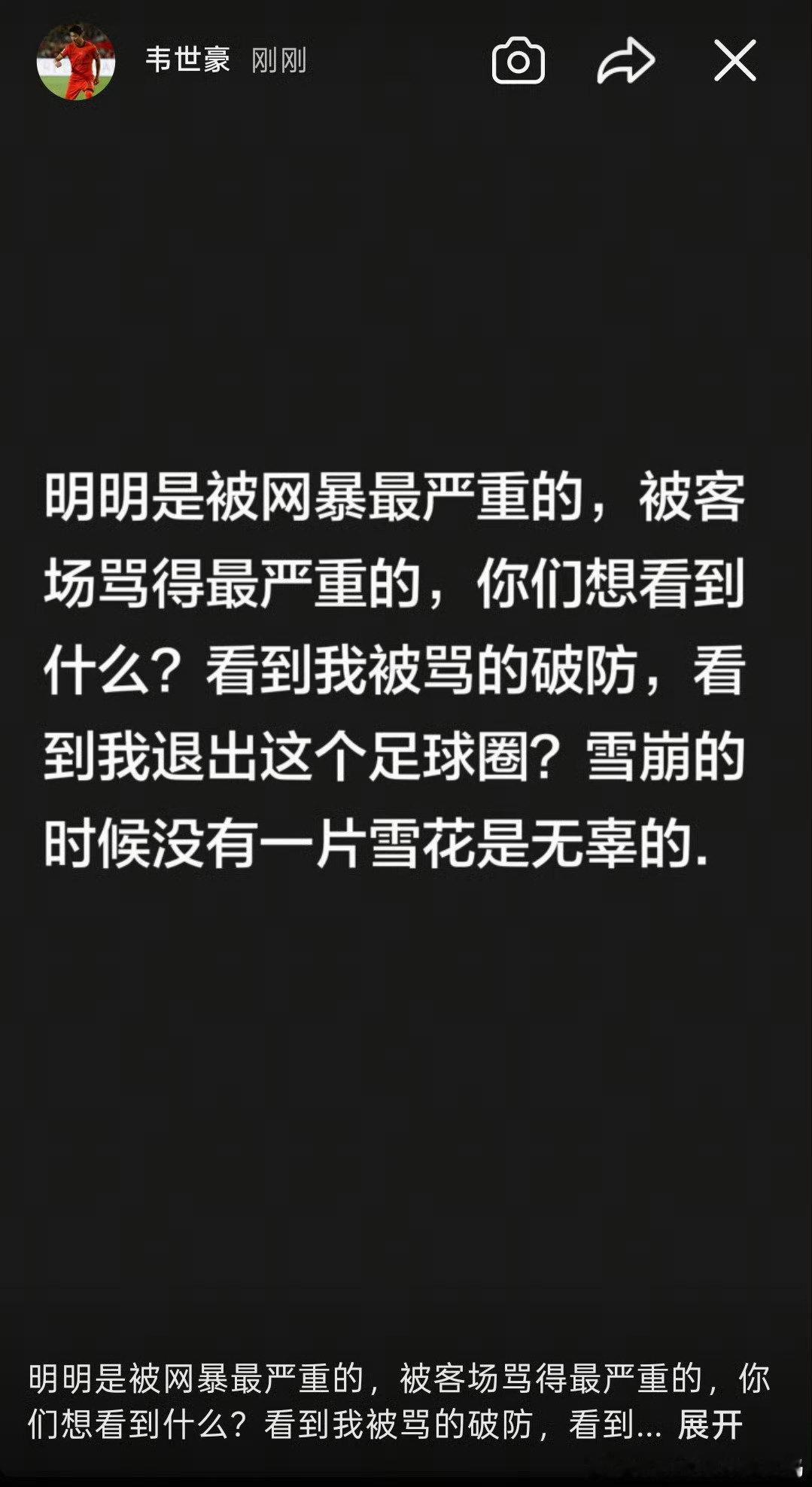 #韦世豪连续更新社媒#豪哥觉得他退出足球圈算雪崩？也是过分自信了点…18岁的时候这个脾气可以理解，31岁还这样，这些年挨的骂真的都白挨了… ​