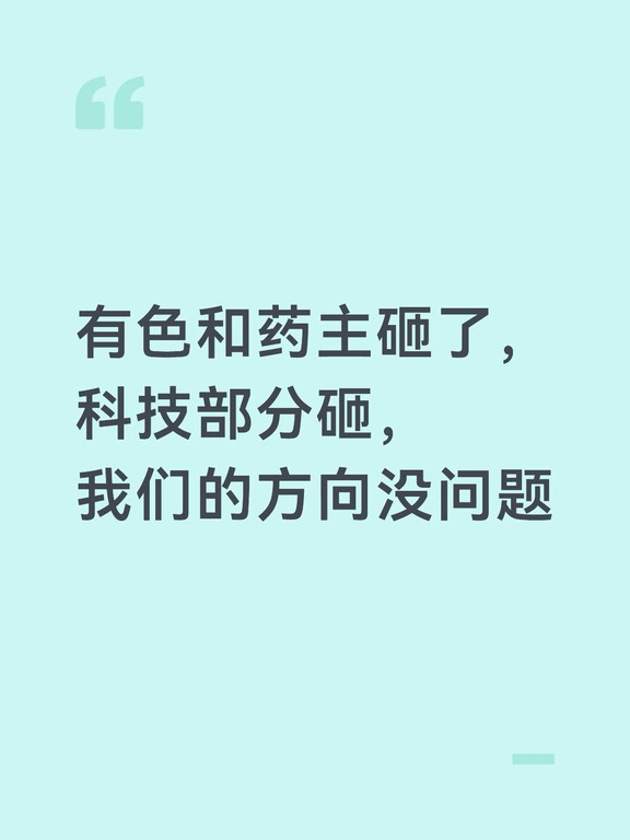 药和有色主砸，科技部分砸，我们的方向别慌