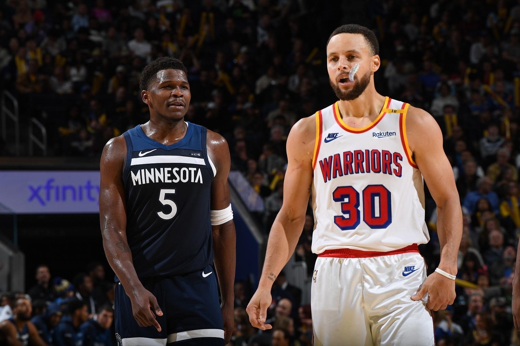 爱德华兹没把库里的全明星首发顶下来，还是有数据支撑的。 勇士队与森林狼...