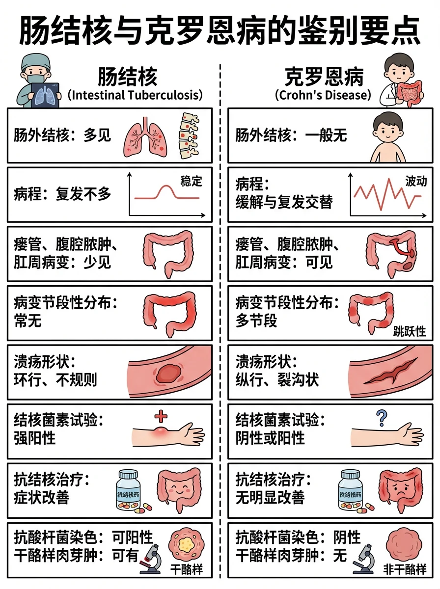 阿虎医考笔记‼️肠结核与克罗恩病鉴别‼️