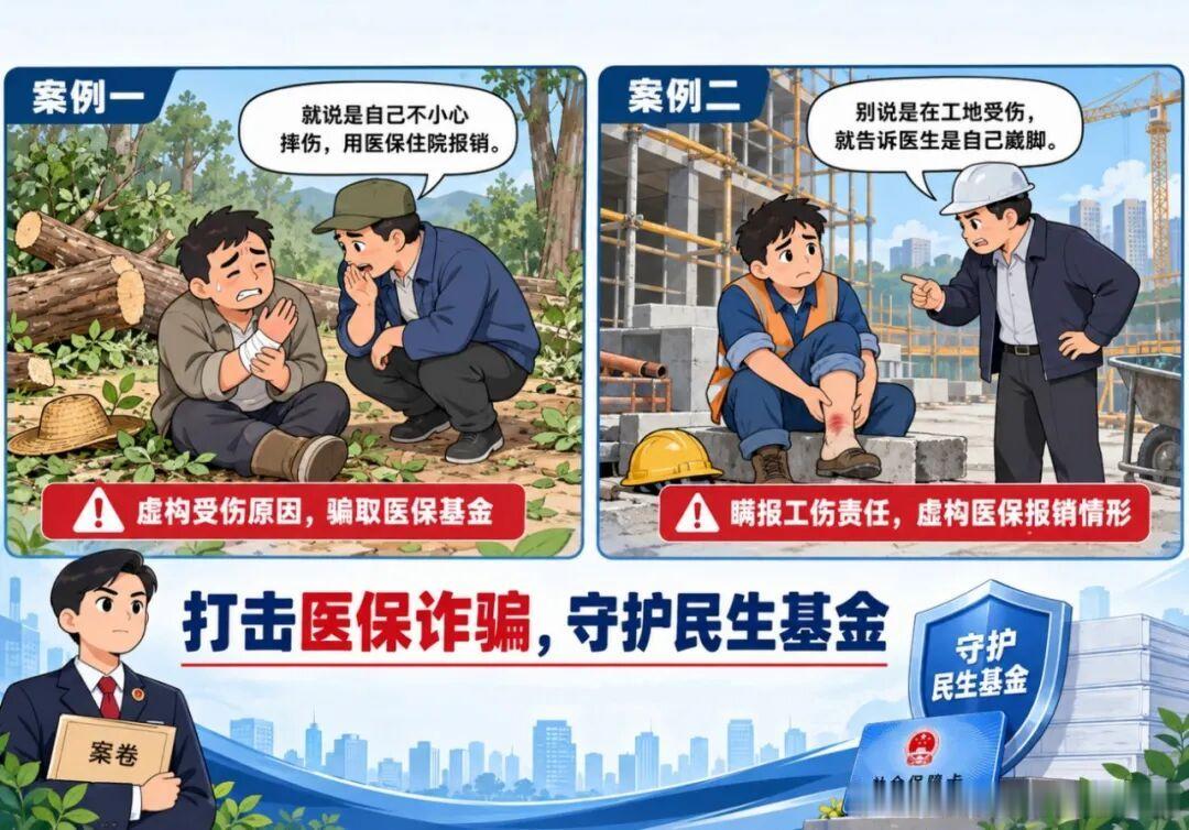 #鄂检新闻#【授意伤者“说是自己摔的”，一句假话套出医保案】医保基金是群众“看病钱”“救命钱”，有人授意伤者隐瞒经过、虚构意外用医保结算。近日，竹溪县检察院办理两起医保诈骗案，五人因情节轻微、退缴、认罪认罚被相对不起诉。第一起：罗某被秦某伐树砸伤，本应由秦某担责，三人却用罗某医保卡 ​